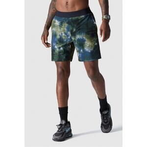 Fabletics The Franchise Tie Dye Athletic Shorts  9" Blue Green Men Size Medium